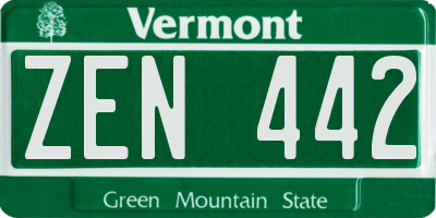 VT license plate ZEN442