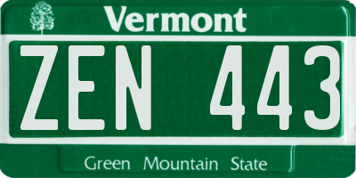 VT license plate ZEN443