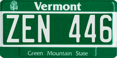 VT license plate ZEN446