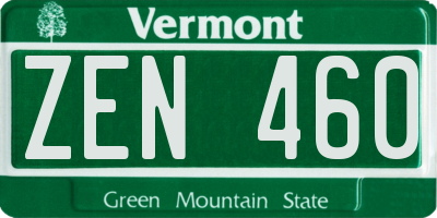 VT license plate ZEN460