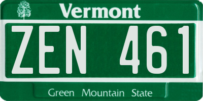 VT license plate ZEN461