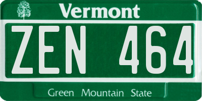 VT license plate ZEN464