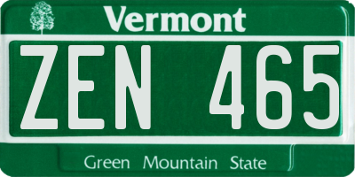 VT license plate ZEN465