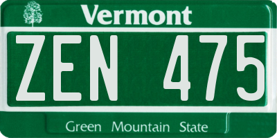VT license plate ZEN475