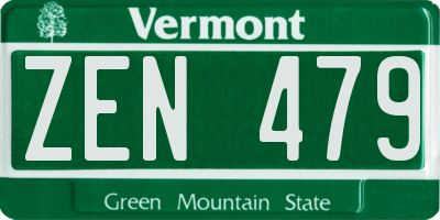 VT license plate ZEN479