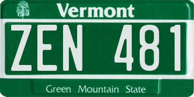 VT license plate ZEN481