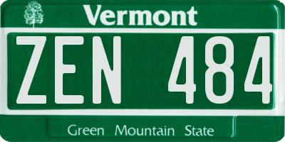 VT license plate ZEN484