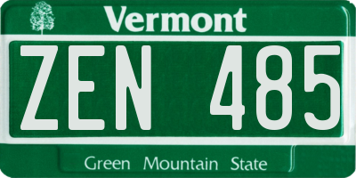 VT license plate ZEN485