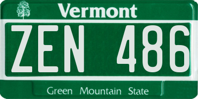 VT license plate ZEN486