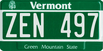 VT license plate ZEN497