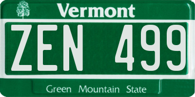 VT license plate ZEN499