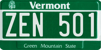 VT license plate ZEN501