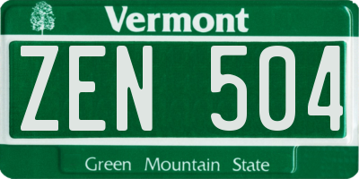 VT license plate ZEN504