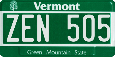 VT license plate ZEN505