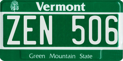 VT license plate ZEN506