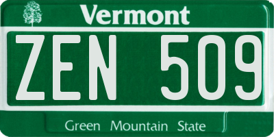 VT license plate ZEN509