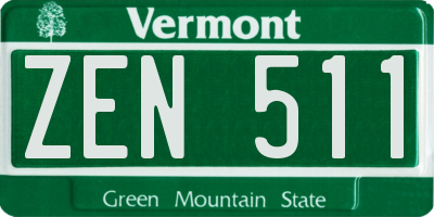 VT license plate ZEN511