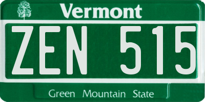 VT license plate ZEN515