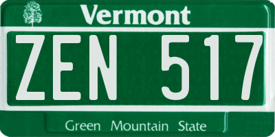 VT license plate ZEN517