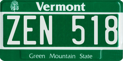 VT license plate ZEN518