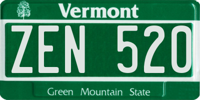VT license plate ZEN520