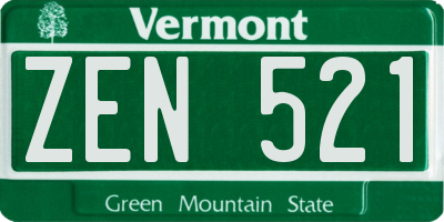 VT license plate ZEN521