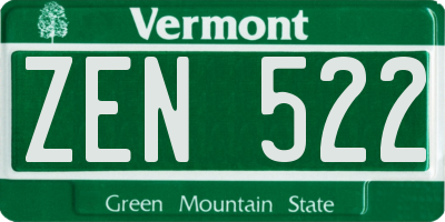 VT license plate ZEN522