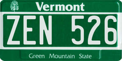 VT license plate ZEN526