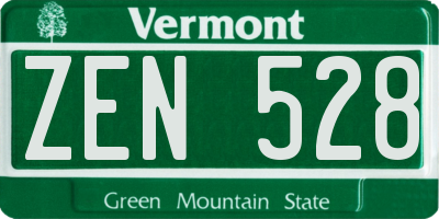 VT license plate ZEN528