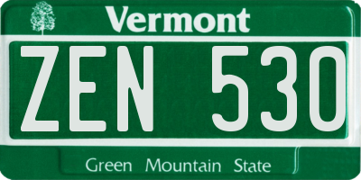 VT license plate ZEN530