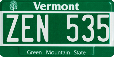 VT license plate ZEN535