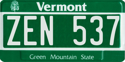 VT license plate ZEN537