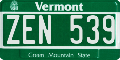 VT license plate ZEN539