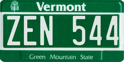 VT license plate ZEN544