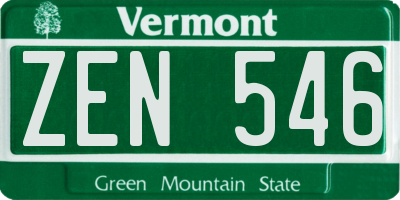 VT license plate ZEN546