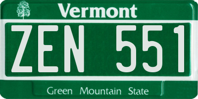VT license plate ZEN551