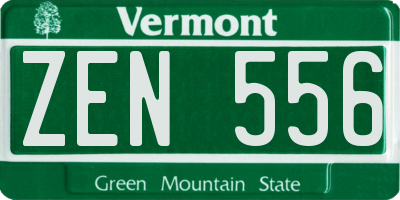 VT license plate ZEN556