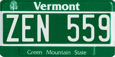 VT license plate ZEN559
