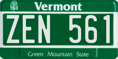 VT license plate ZEN561