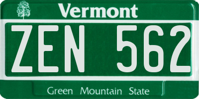 VT license plate ZEN562
