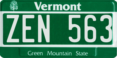 VT license plate ZEN563