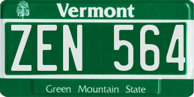 VT license plate ZEN564