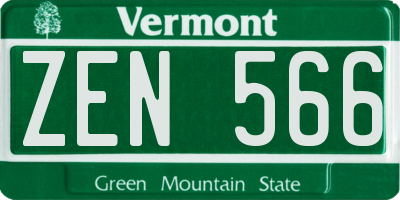 VT license plate ZEN566