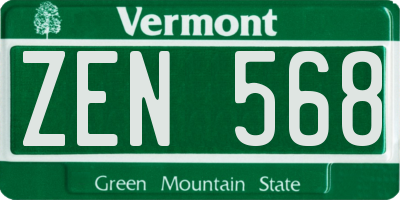 VT license plate ZEN568