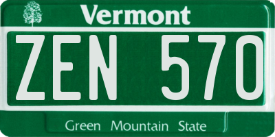 VT license plate ZEN570