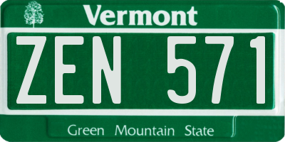 VT license plate ZEN571