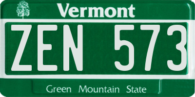 VT license plate ZEN573