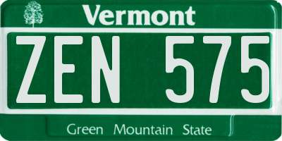 VT license plate ZEN575