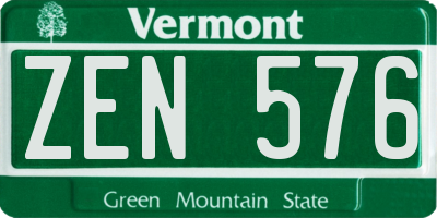 VT license plate ZEN576