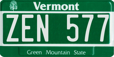 VT license plate ZEN577